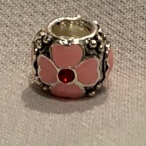 NWOT Silver, Pink and Red Flower Bead Charm